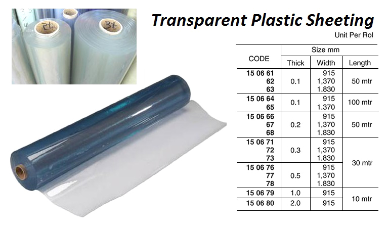 PLASTIC SHEET TRANSPARENT, 0.1X1370MMX100MTR