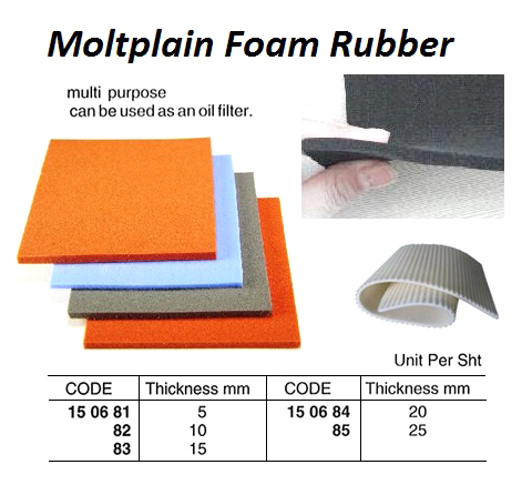FOAM RUBBER SHEET MOLTPLAIN, 10MM 1X2MTR