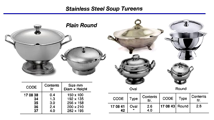 SOUP TUREEN STAINLESS STEEL, PLAIN ROUND 0.4LTR