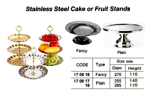 CAKE OR FRUIT STAND FANCY, STAINLESS STEEL 270MM DIAM