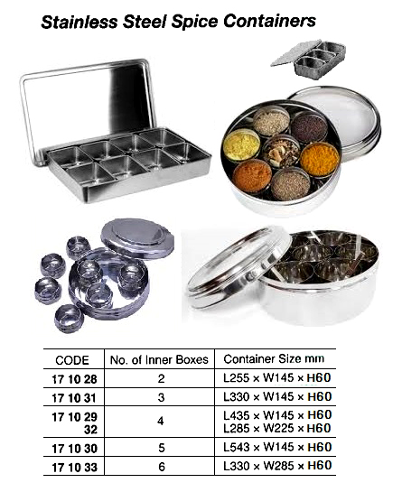 SPICE CONTAINER STAINLESS, 2 INNER BOXES 255X145X60MM