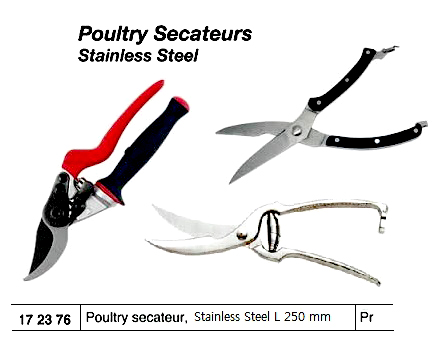 POULTRY SECATEUR 250MM, STAINLESS STEEL