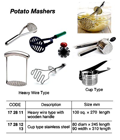 POTATO MASHER CUP TYPE, STAINLESS STEEL 80MM DIAM