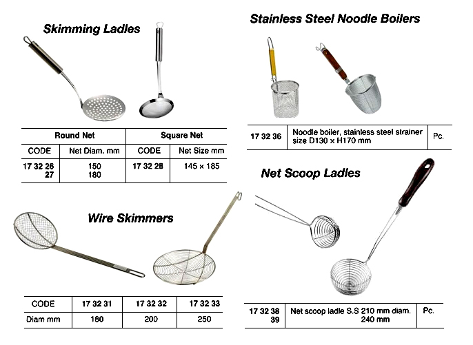WIRE SKIMMER STAINLESS STEEL, W/WOOD HANDLE DIAM 180MM