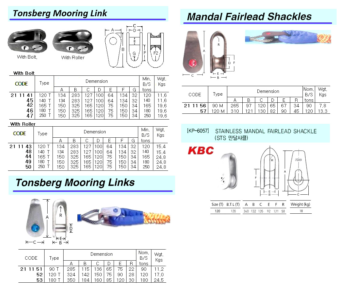 LINK MOORING TONSBERG 120T, WITH DNV CERTIFICATE