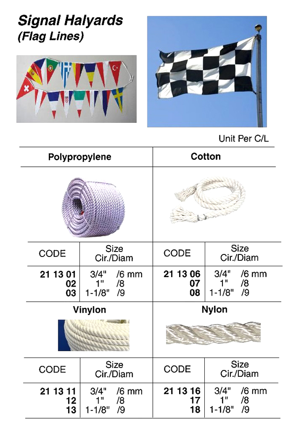 SIGNAL HALYARD (FLAG LINE), COTTON 1"CIRX300MTR