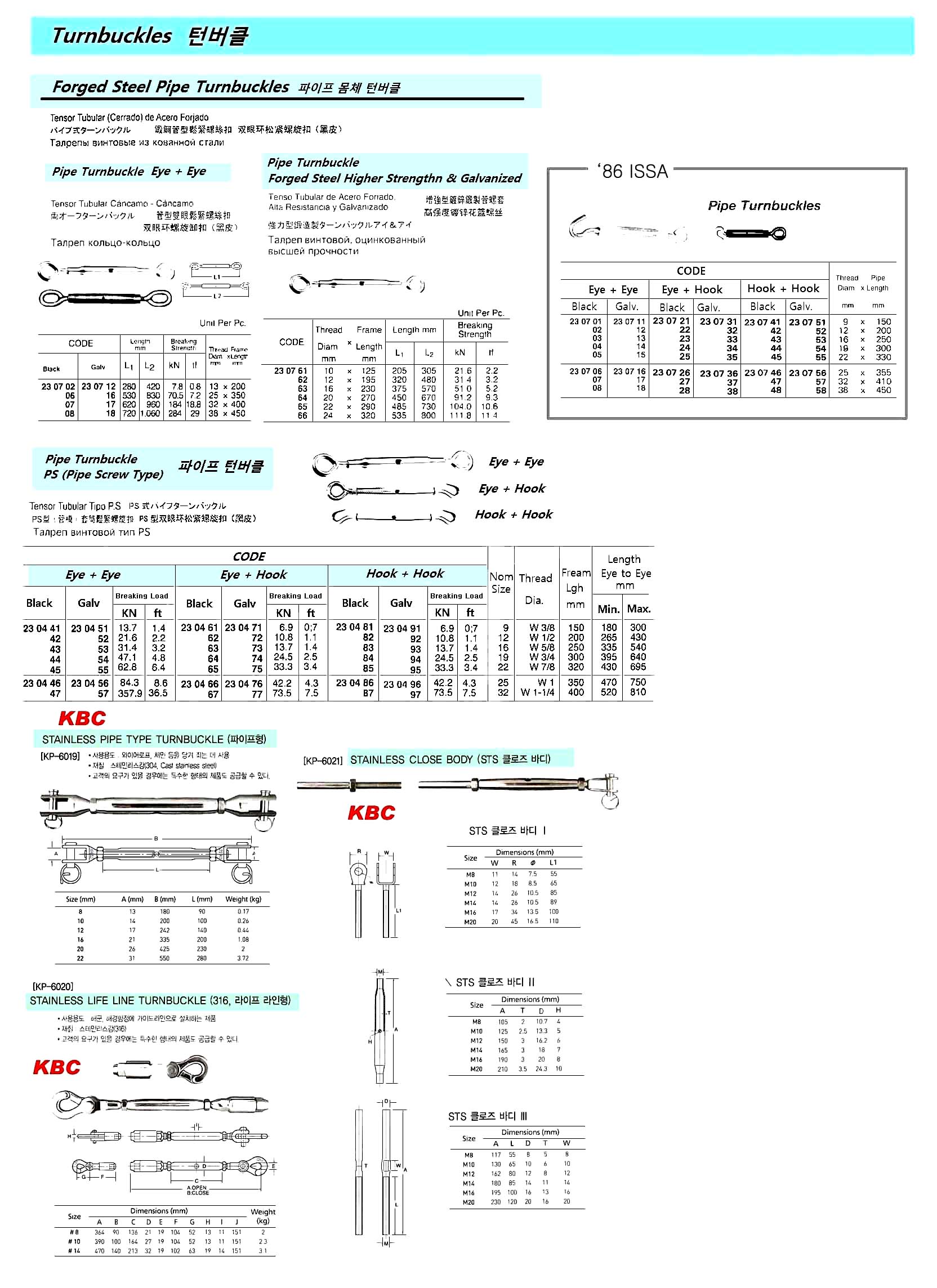 TURNBUCKLE PIPE PS TYPE BLACK, EYE&EYE W1-1/4X400MM