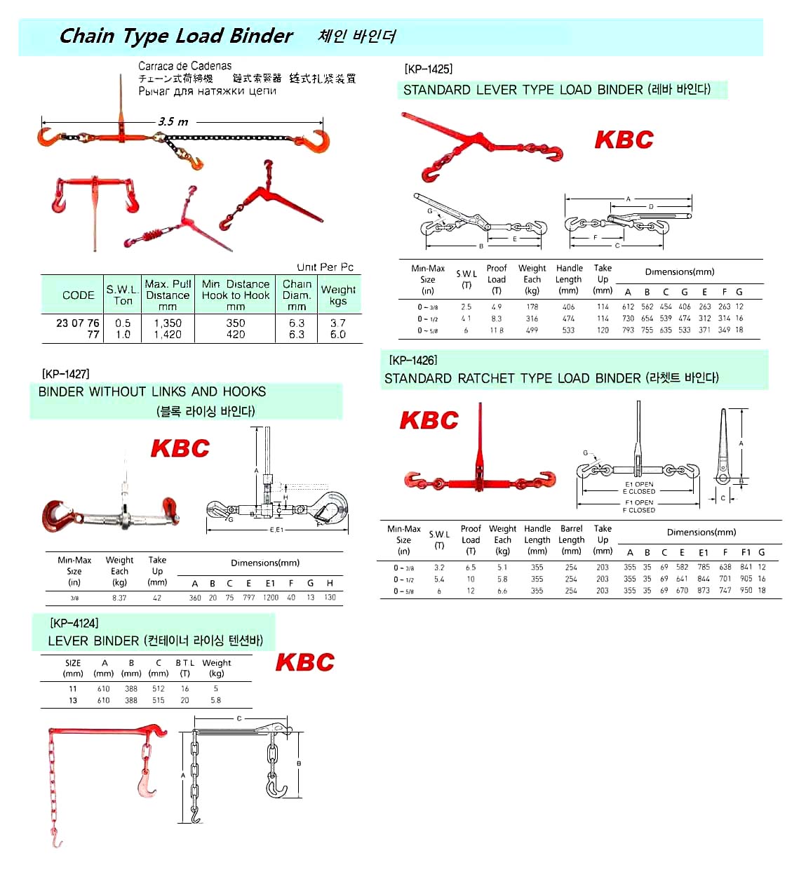 LOAD BINDER CHAIN TYPE, SWL0.5TON MAX DISTANCE 1350MM