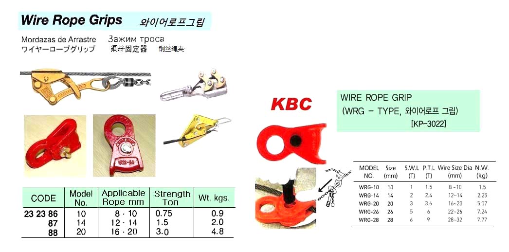 WIRE ROPE GRIPPER NO.10, FOR 8-10MM DIAM ROPE
