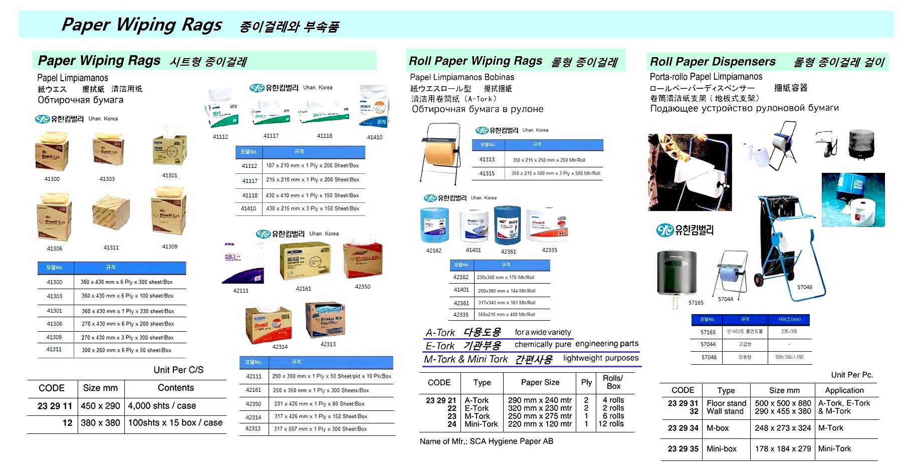 DISPENSER FLOOR STAND FOR, ROLL PAPER RAG A/E/M-TORK