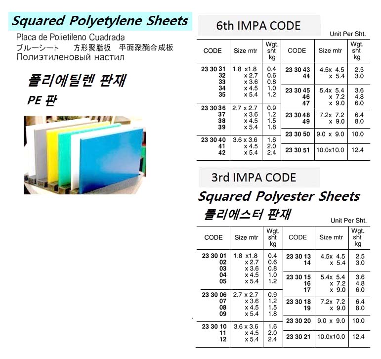 SHEET SQUARED POLYETHYLENE, BLUE 1.8X1.8MTR