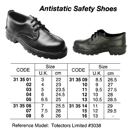 SHOES SAFETY ANTISTATIC #3038, BS EN345-1 SIZE UK 10 (28.5CM)