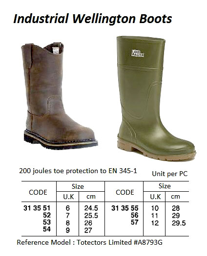 BOOTS WELLINGTON INDUSTRIAL, #A8793G BS EN345-1 UK6(24.5CM)