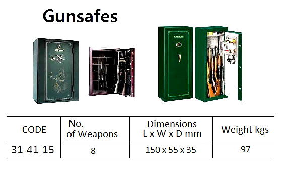 GUNSAFE STEEL FOR 8 WEAPONS, L150XW55XD35MM 97KGS