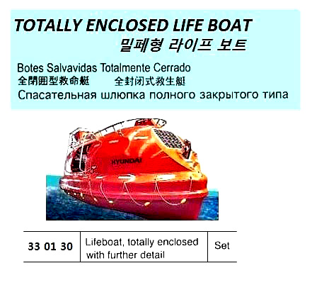 LIFEBOAT TOTALLY ENCLOSED, WITH FURTHER DETAIL