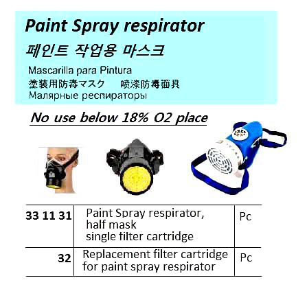 PAINT SPRAY RESPIRATOR, HALF MASK