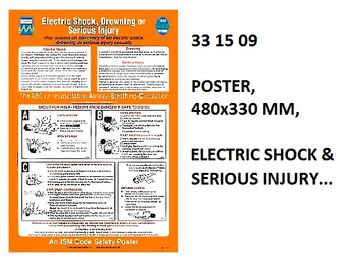 POSTER ELECTRIC SHOCK DROWNING, SERIOUS INJURY 1009W 475X330MM
