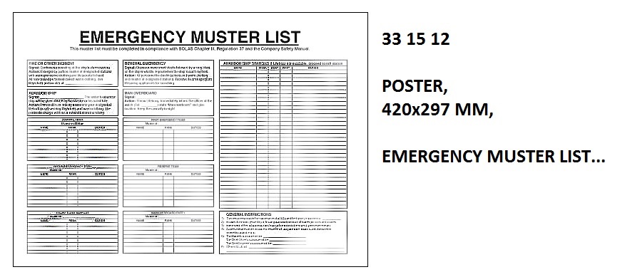 LIST EMERGENCY MUSTER, 420X297MM