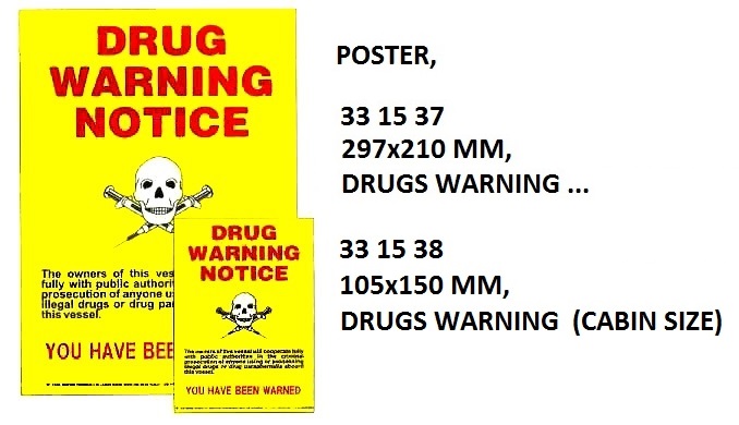 POSTER DRUGS WARNING, 150X105MM (CABIN SIZE)