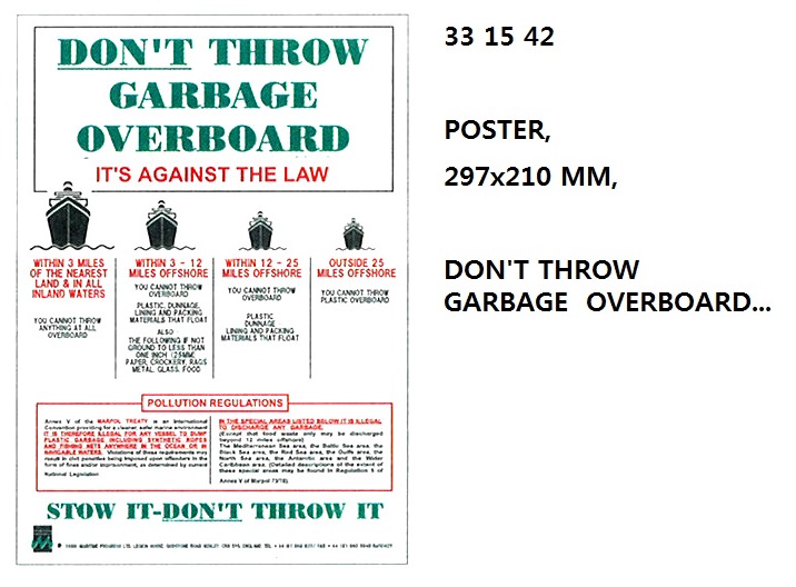POSTER DON`T THROW GARBAGE, OVERBOARD 297X210MM