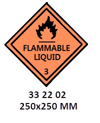 HAZARD WARNING DIAMOND #2202LL, CLASS 3 FL`MBLE LQD 250X250MM
