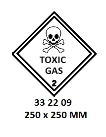 HAZARD WARNING DIAMOND #2209LL, CLASS 2.3 TOXIC GAS 250X250MM