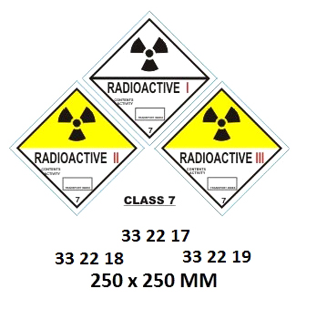 HAZARD WARNING DIAMOND #2217LL, CLASS7 RADIOACTIVE 1 250X250MM