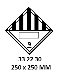 HAZARD WARNING DIAMOND #2230LL, CLASS 9 250X250MM FOR UN#