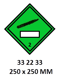 HAZARD WARNING DIAMOND #2233LL, CLASS 2.2 250X250MM FOR UN#