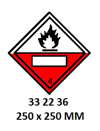 HAZARD WARNING DIAMOND #2236LL, CLASS 4.2 250X250MM FOR UN#