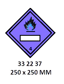 HAZARD WARNING DIAMOND #2237LL, CLASS 4.3 250X250MM FOR UN#