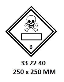 HAZARD WARNING DIAMOND #2240LL, CLASS 6.1 250X250MM FOR UN#
