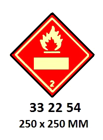 HAZARD WARNING DIAMOND #2254LL, CLASS 2.1 250X250MM FOR UN#