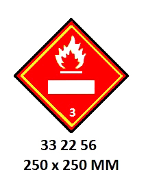 HAZARD WARNING DIAMOND #2256LL, CLASS 3 250X250MM FOR UN#