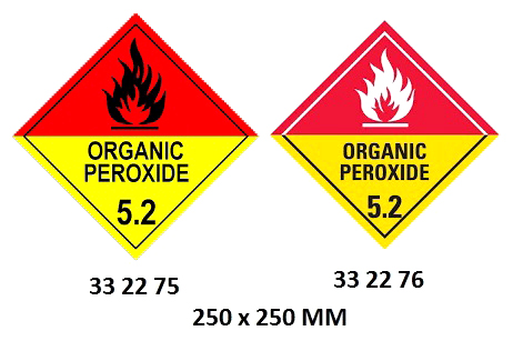 HAZARD WARNING DIAMOND #2275LL, CLASS 5.2 250X250MM FOR UN