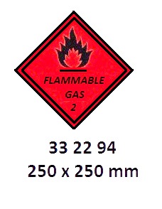 HAZARD WARNING DIAMOND #2294LL, CL. 2 FLAMMABLE GAS 250X250MM