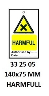 TAG W/TIE TEMPORARY PVC, HARMFULL #2505