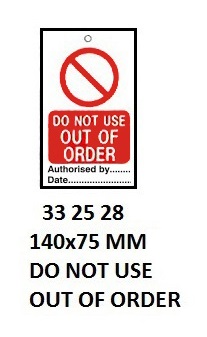 TAG W/TIE TEMPORARY PVC, DO NOT USE OUT OF ORDER #2528