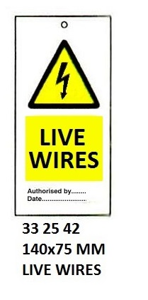 TIE TAG TEMPORARY LIVE WIRES, #2542HF 140X75MM
