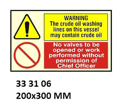WHITE VINYL SIGN COMBINATION, WARNING #3106 200X300MM