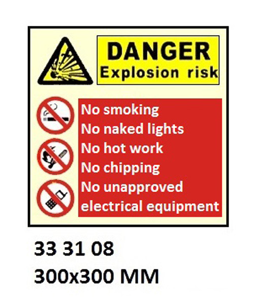 WHITE VINYL SIGN COMBINATION, DANGER #3108 300X300MM