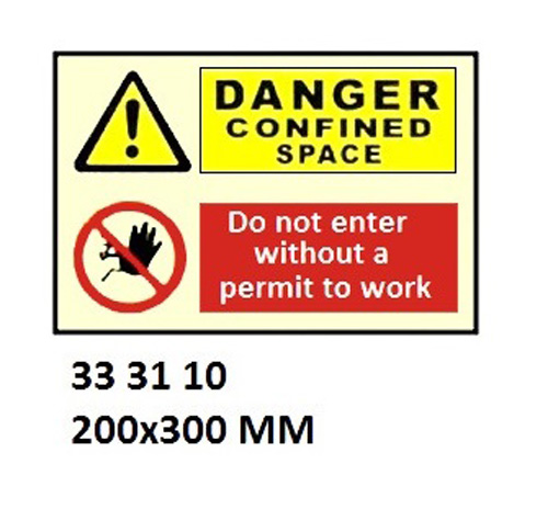 WHITE VINYL SIGN COMBINATION, DANGER #3110 200X300MM