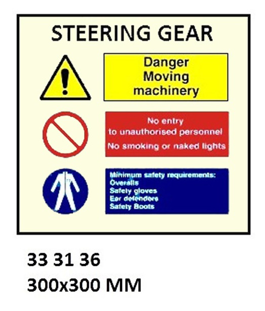 SPACE IDENTIFICATION SIGN, STEERING GEAR #3136 300X300MM