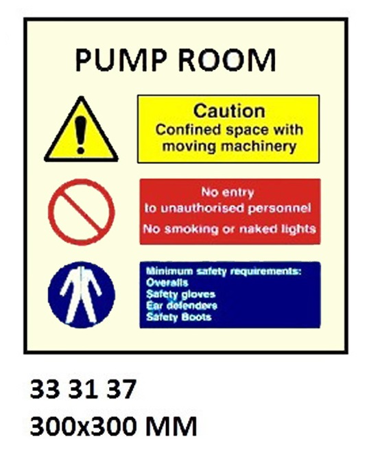 SPACE IDENTIFICATION SIGN, PUMP ROOM #3137 300X300MM