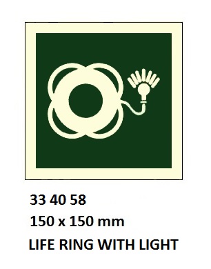 SAFETY SIGN W/O TEXT LIFEBUOY, WITH LIGHT 150X150MM (IMO)