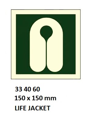 SAFETY SIGN W/O TEXT, LIFEJACKET 150X150MM