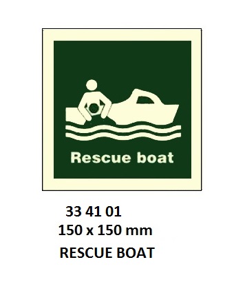 SAFETY SIGN RESCUE BOAT, 150X150MM (IMO)