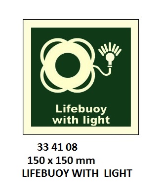 SAFETY SIGN LIFEBUOY WITH, LIGHT 150X150MM (IMO)