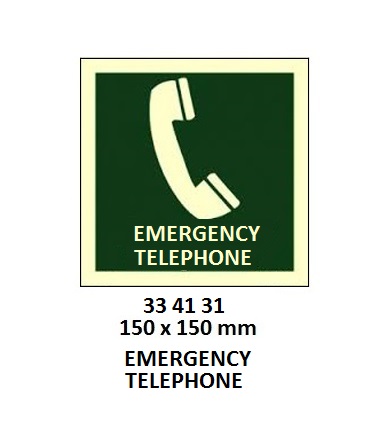 SAFETY SIGN EMERGENCY, TELEPHONE 150X150MM