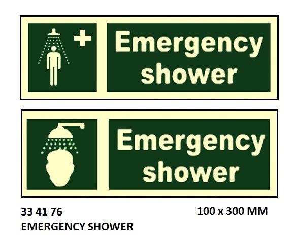 SAFETY SIGN EMERGENCY SHOWER, 100X300MM
